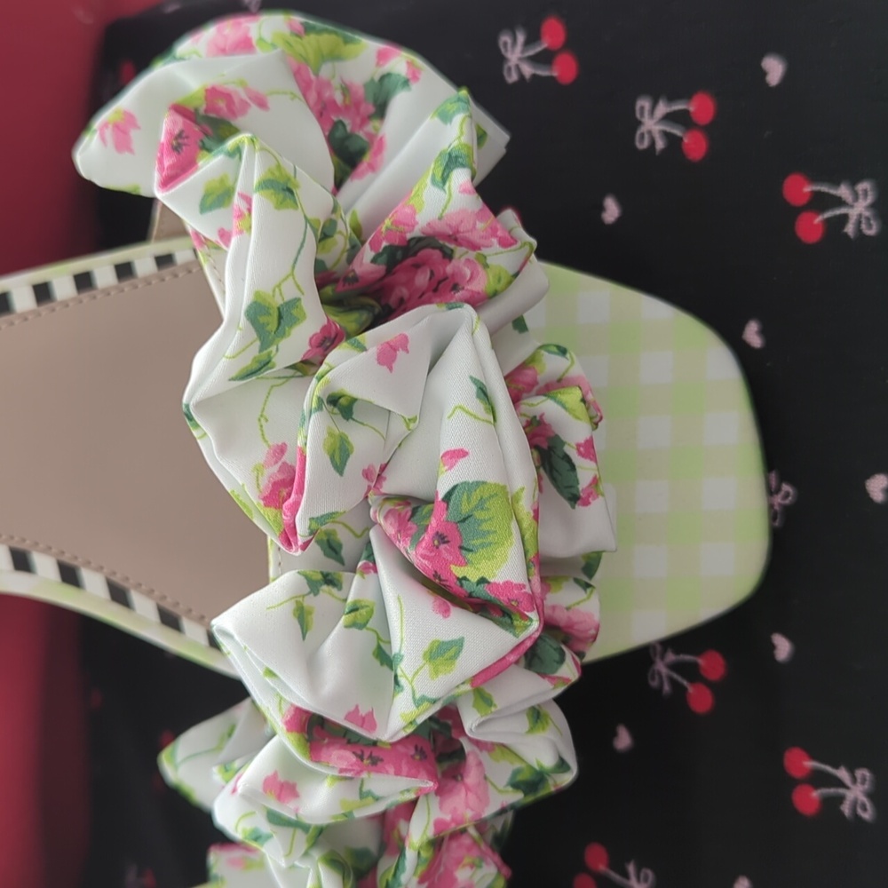 Betsey Johnson Pink Floral Slides/Slippers Size 10 - Picture 7 of 12
